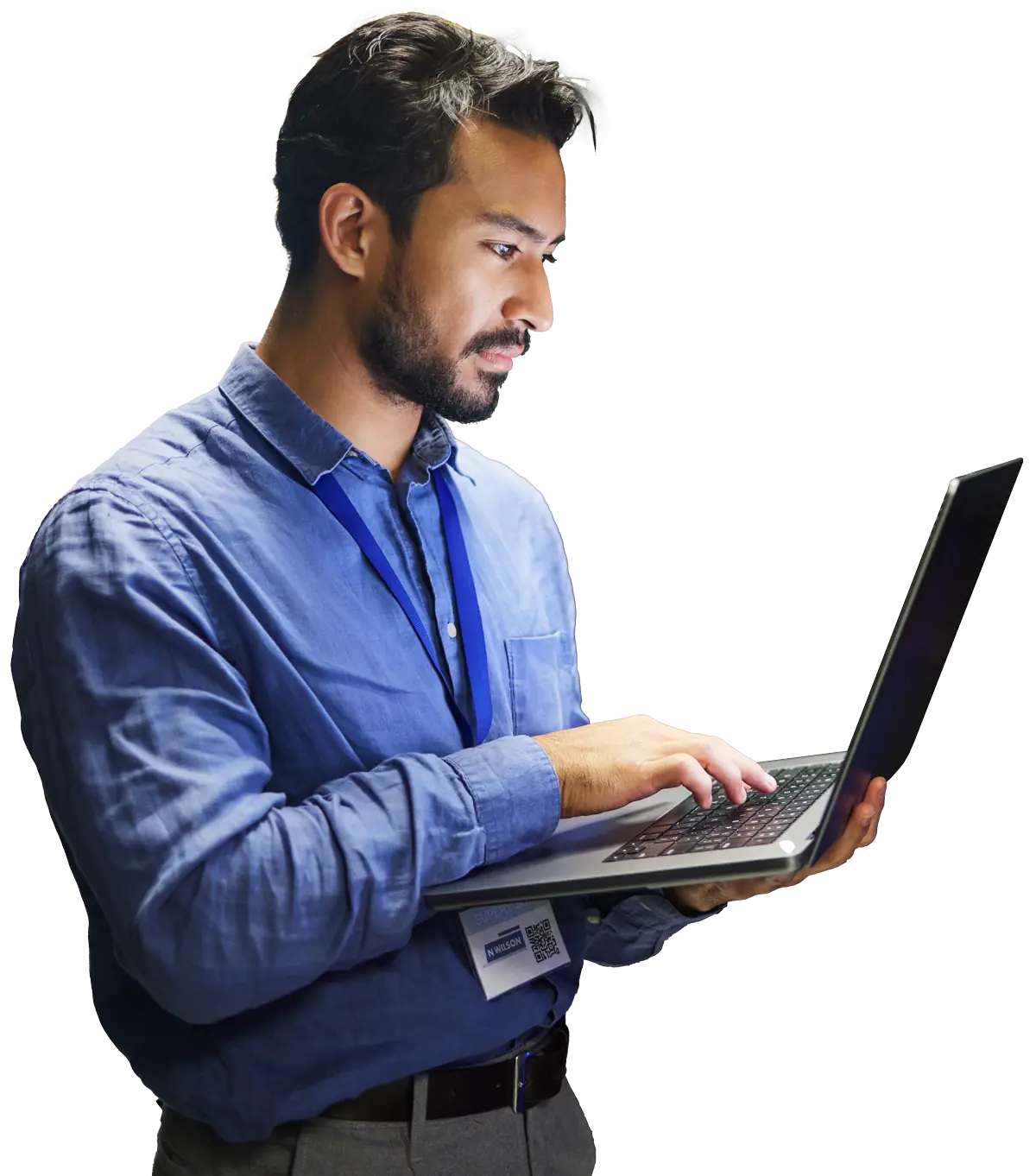 Smiling elderly woman using an iPad in a senior living environment